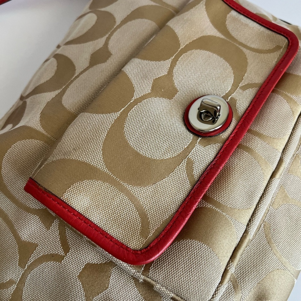 COACH Legacy Signature Courtney Hobo Bag Khaki Coral - Picture 6 of 12